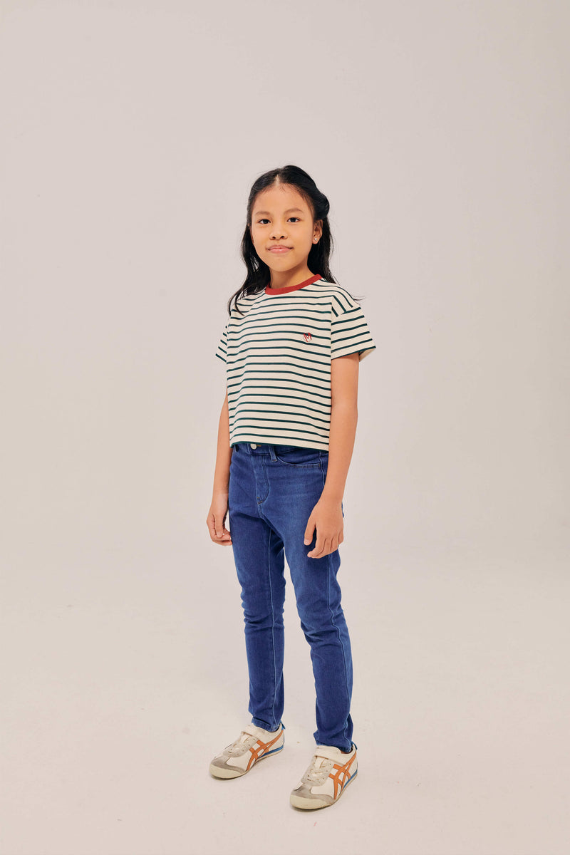 Buy Mini Classic Embroidered Ivory Striped Shirt | Mimpikita