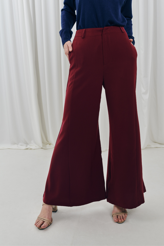 Buy Maroon Wide Leg Pants Mimpikita